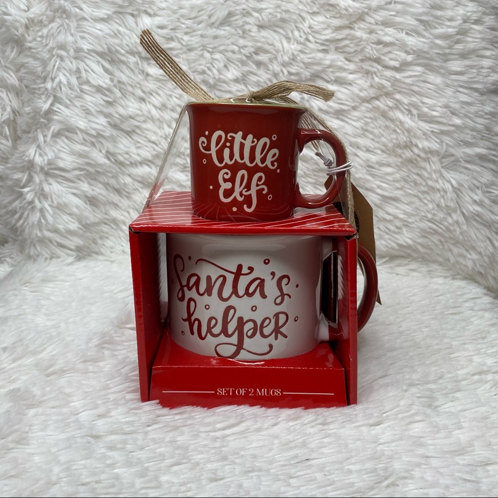 Holly & Joy red christmas 2 sets of mugs little